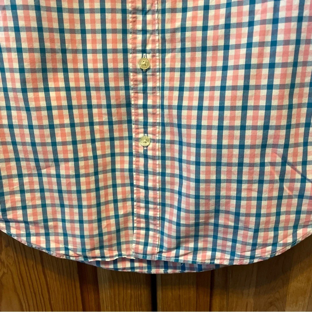 J Crew Short Sleeve Pink Blue White Check Checked Button Down Cotton Shirt Small
